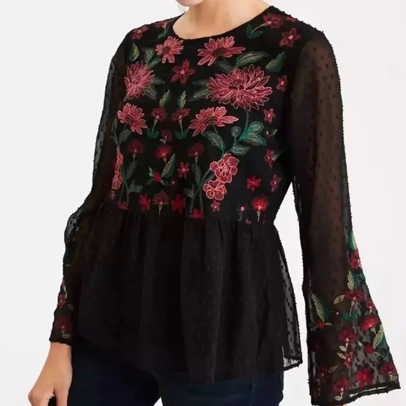 American Eagle Outfitters Tops - American Eagle Outfitters Embroidered Peplum Top ** Sz M